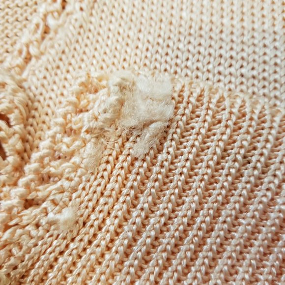 Vintage Peach Handknit Cardigan Sweater, Size S/M - Picture 12 of 14